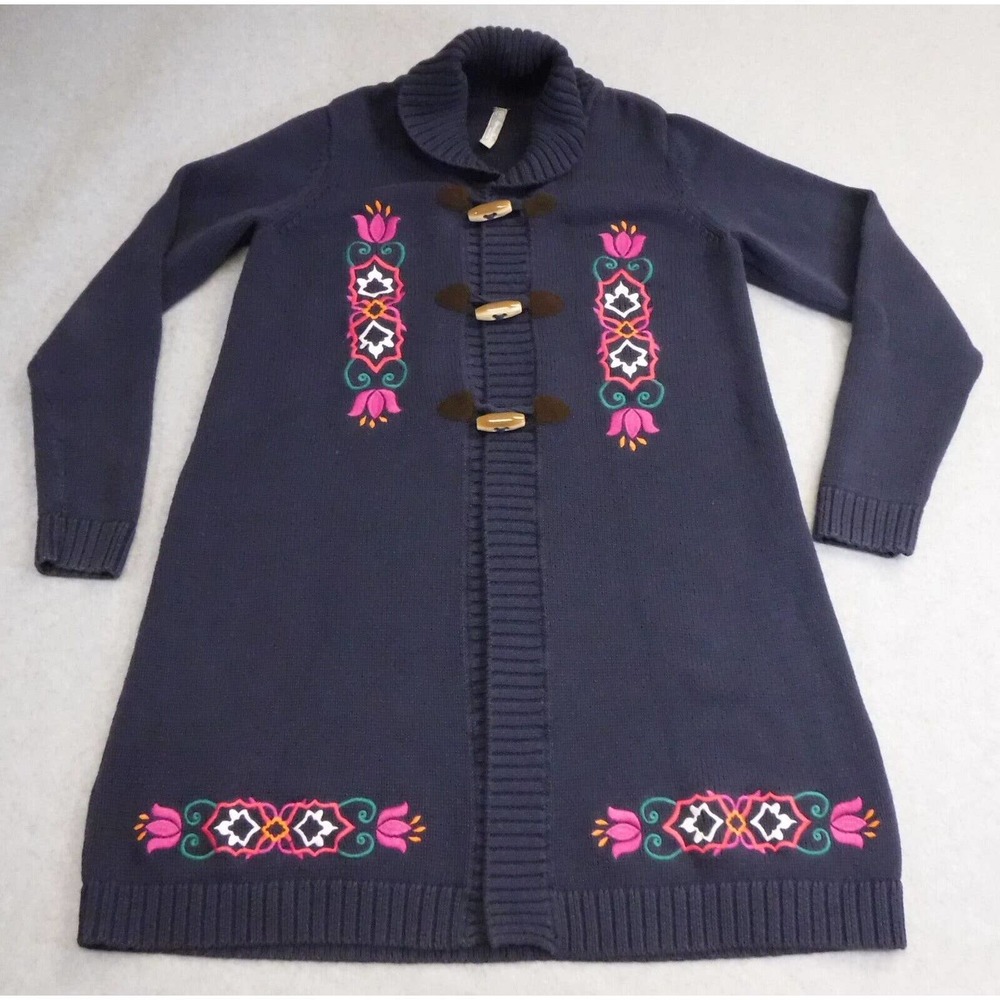 Hanna Anderson Blue sweater size medium shawl neck toggle button
